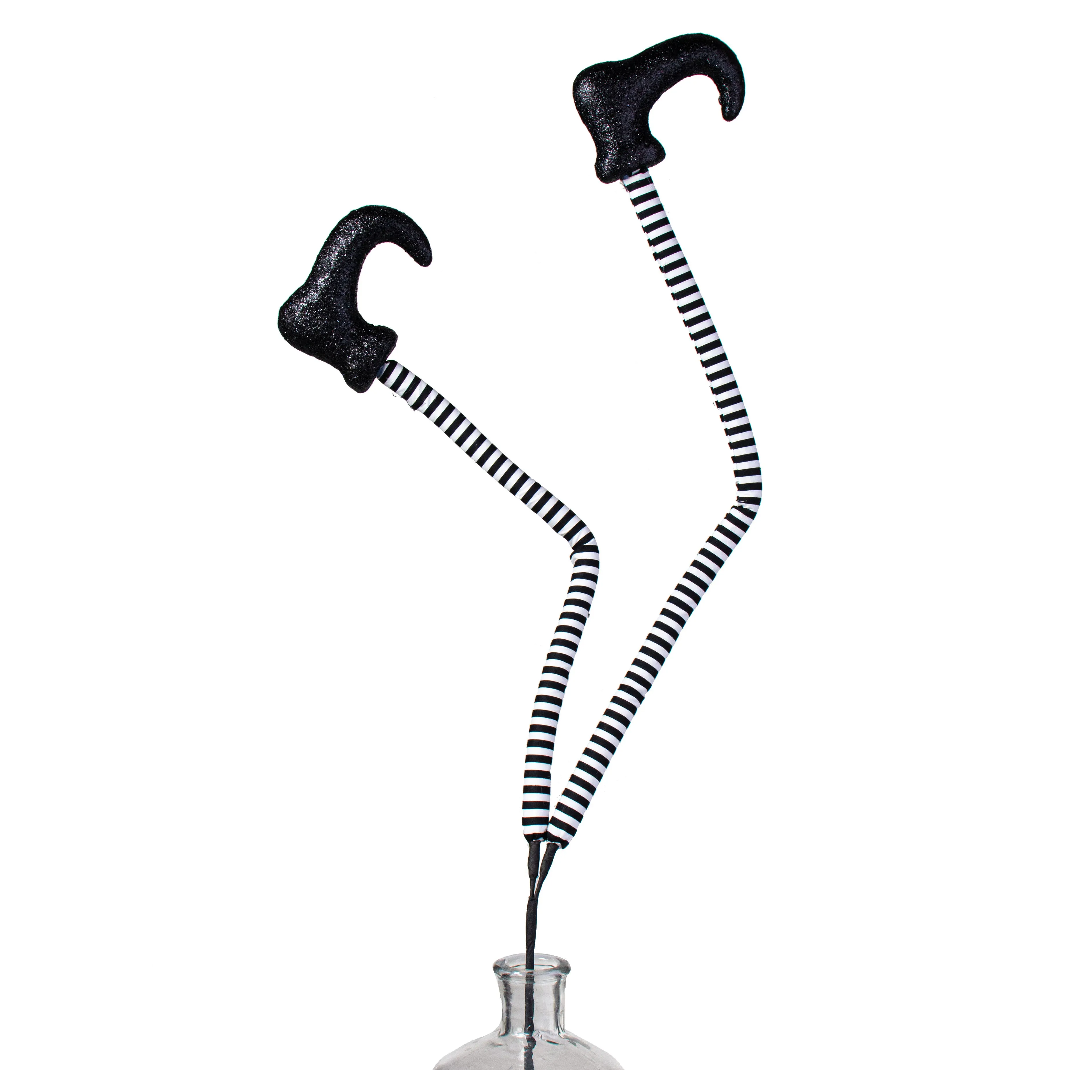 30" Long Witch Legs Spray: Black & White