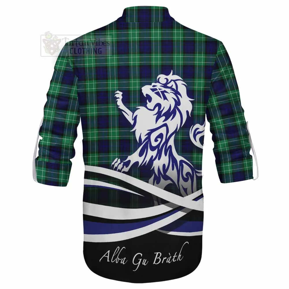 Abercrombie Tartan Ghillie Kilt Shirt with Alba Gu Brath Regal Lion Emblem