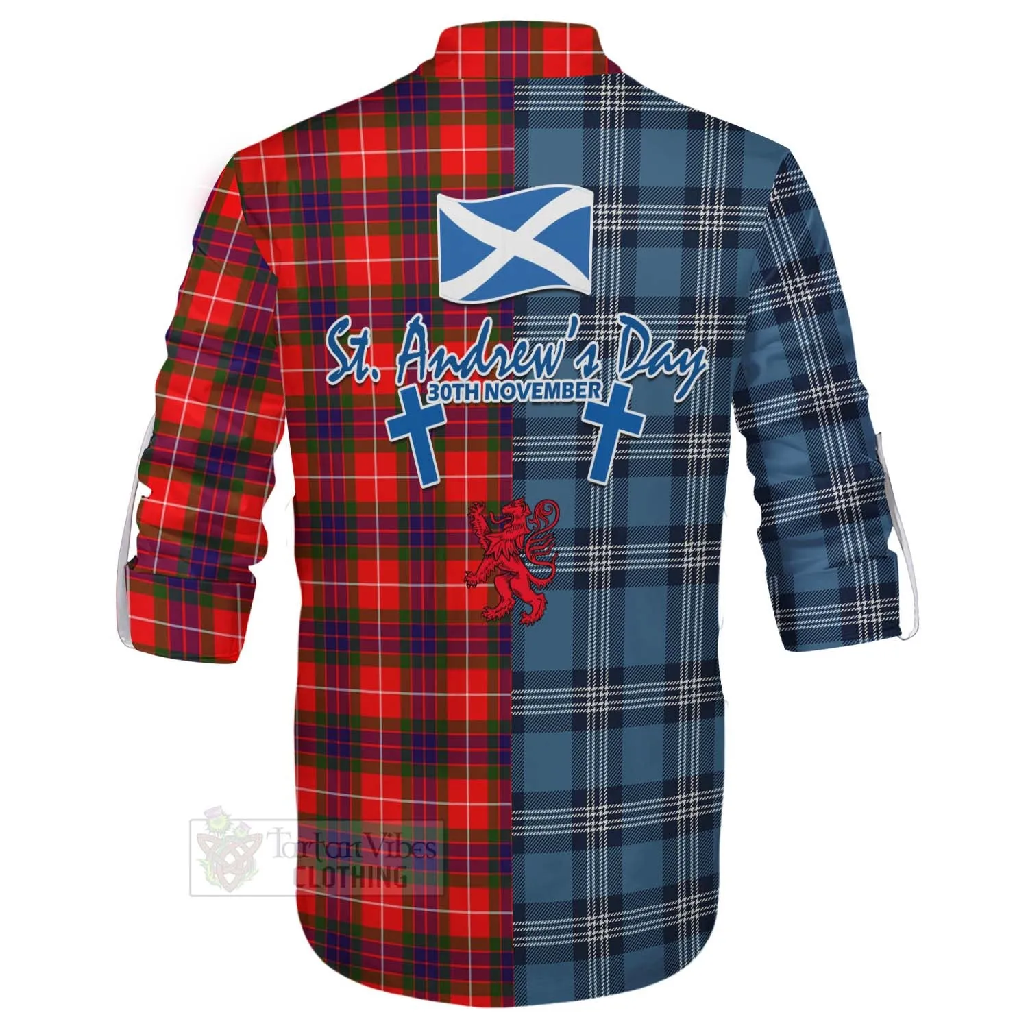 Abernethy Tartan Ghillie Kilt Shirt Happy St. Andrew's Day Half Tartan Style