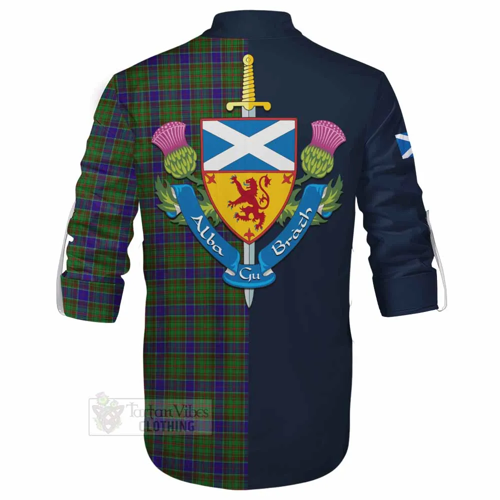 Adam Tartan Ghillie Kilt Shirt Alba with Scottish Lion Royal Arm Half Style