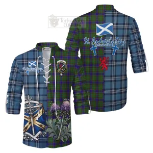 Adam Tartan Ghillie Kilt Shirt Happy St. Andrew's Day Half Tartan Style