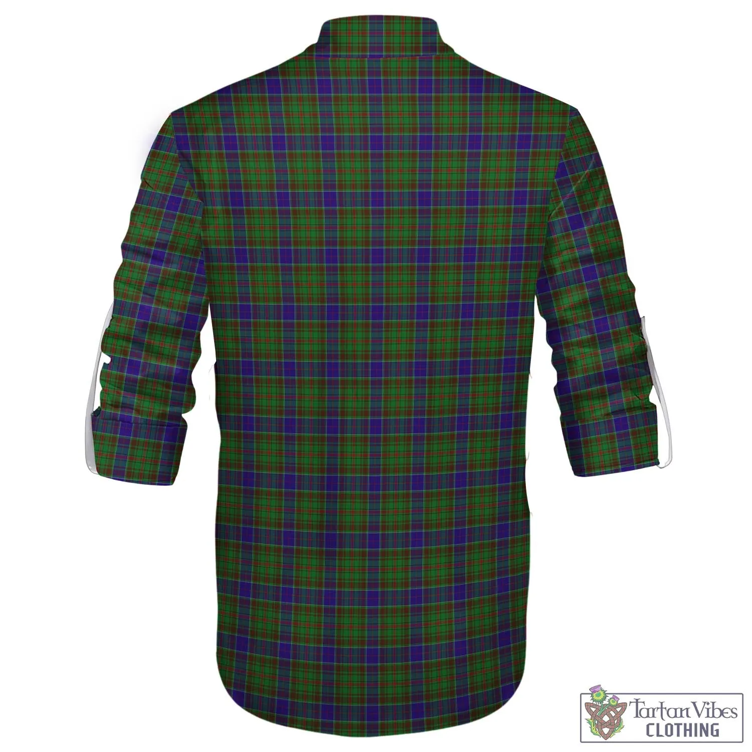 Adam Tartan Men's Scottish Traditional Jacobite Ghillie Kilt Shirt with Family Crest