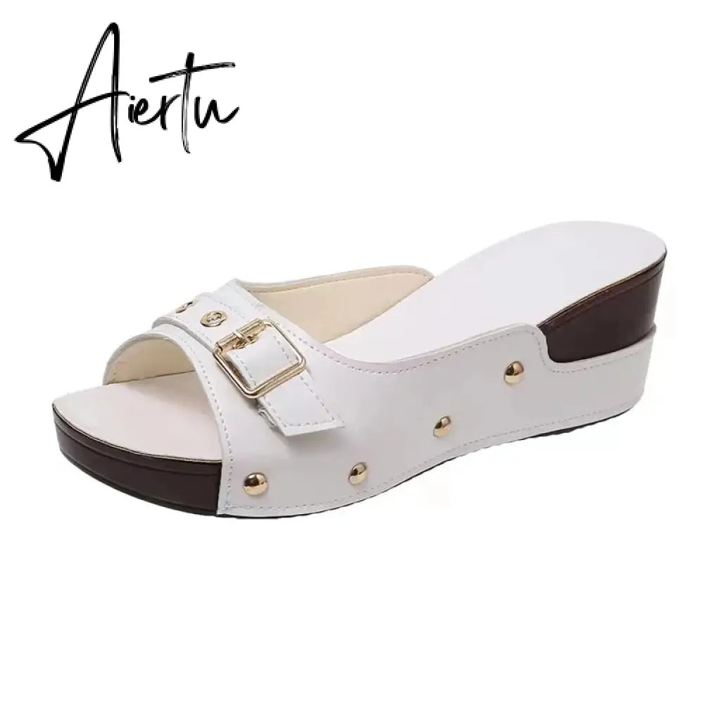 Aiertu Women Sandals Fashion Wedges Shoes For Women Slippers Summer Shoes With Heels Sandals Flip Flops Women Beach Casual Shoes