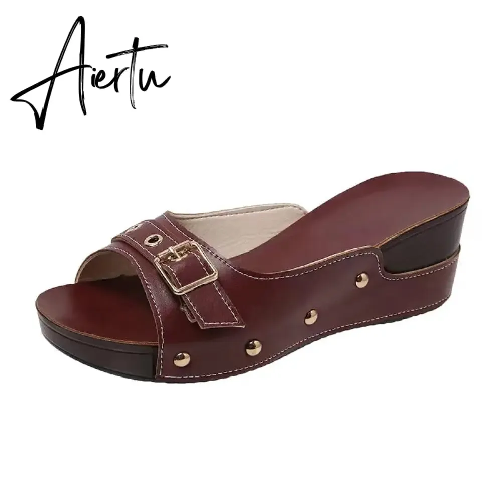 Aiertu Women Sandals Fashion Wedges Shoes For Women Slippers Summer Shoes With Heels Sandals Flip Flops Women Beach Casual Shoes