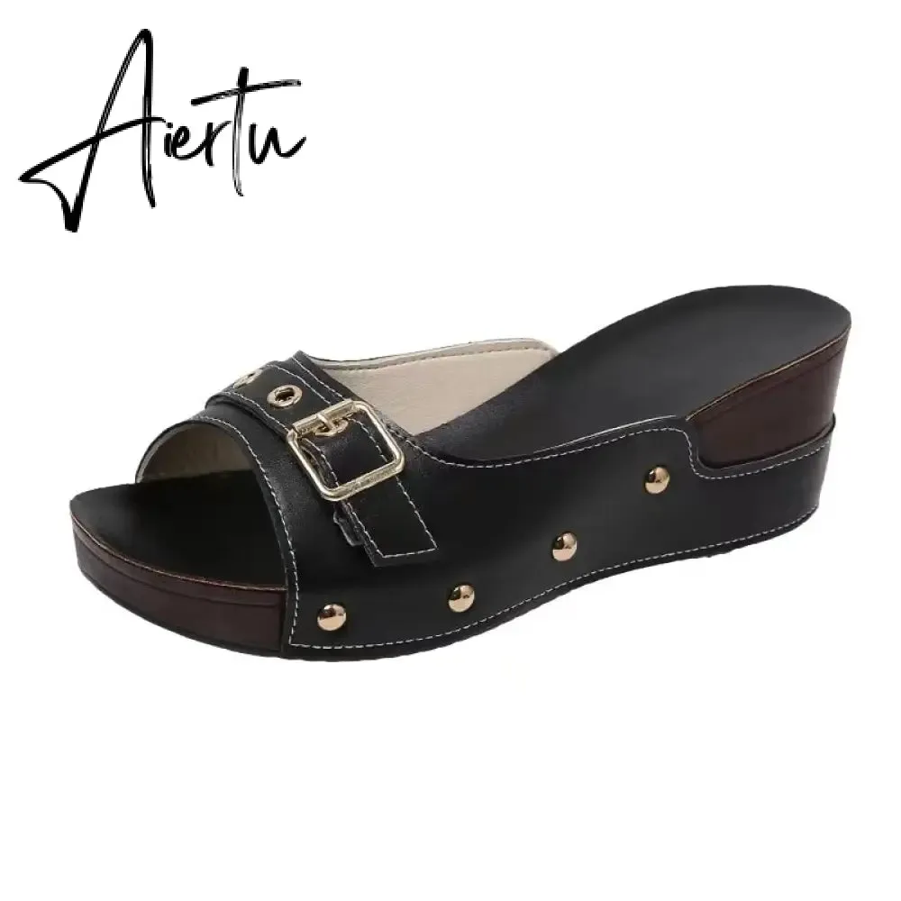 Aiertu Women Sandals Fashion Wedges Shoes For Women Slippers Summer Shoes With Heels Sandals Flip Flops Women Beach Casual Shoes
