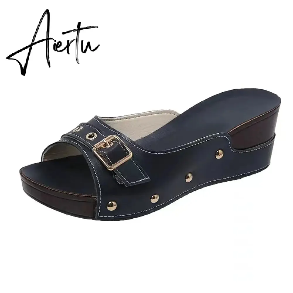 Aiertu Women Sandals Fashion Wedges Shoes For Women Slippers Summer Shoes With Heels Sandals Flip Flops Women Beach Casual Shoes