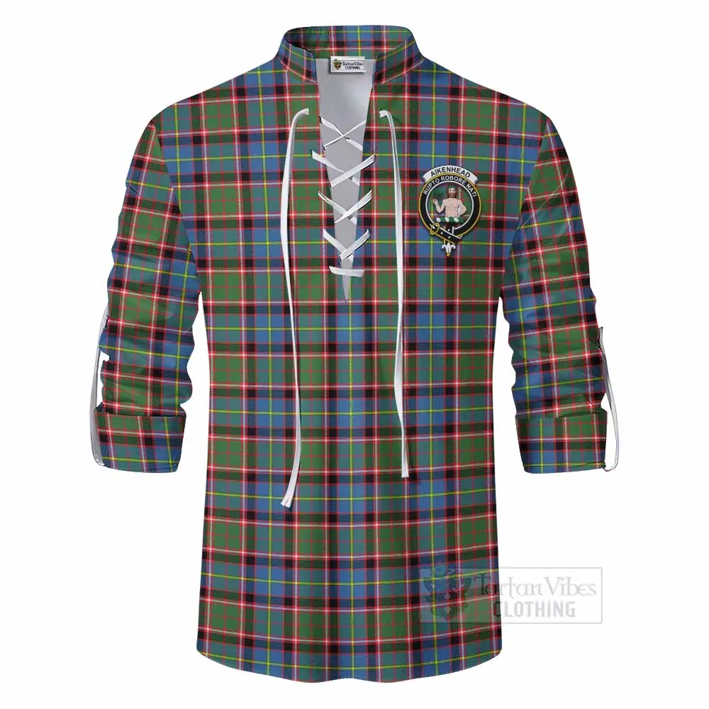 Aikenhead Tartan Ghillie Kilt Shirt with Family Crest DNA In Me Style