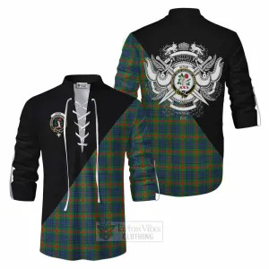 Aiton Tartan Ghillie Kilt Shirt with Family Crest and Military Logo Style