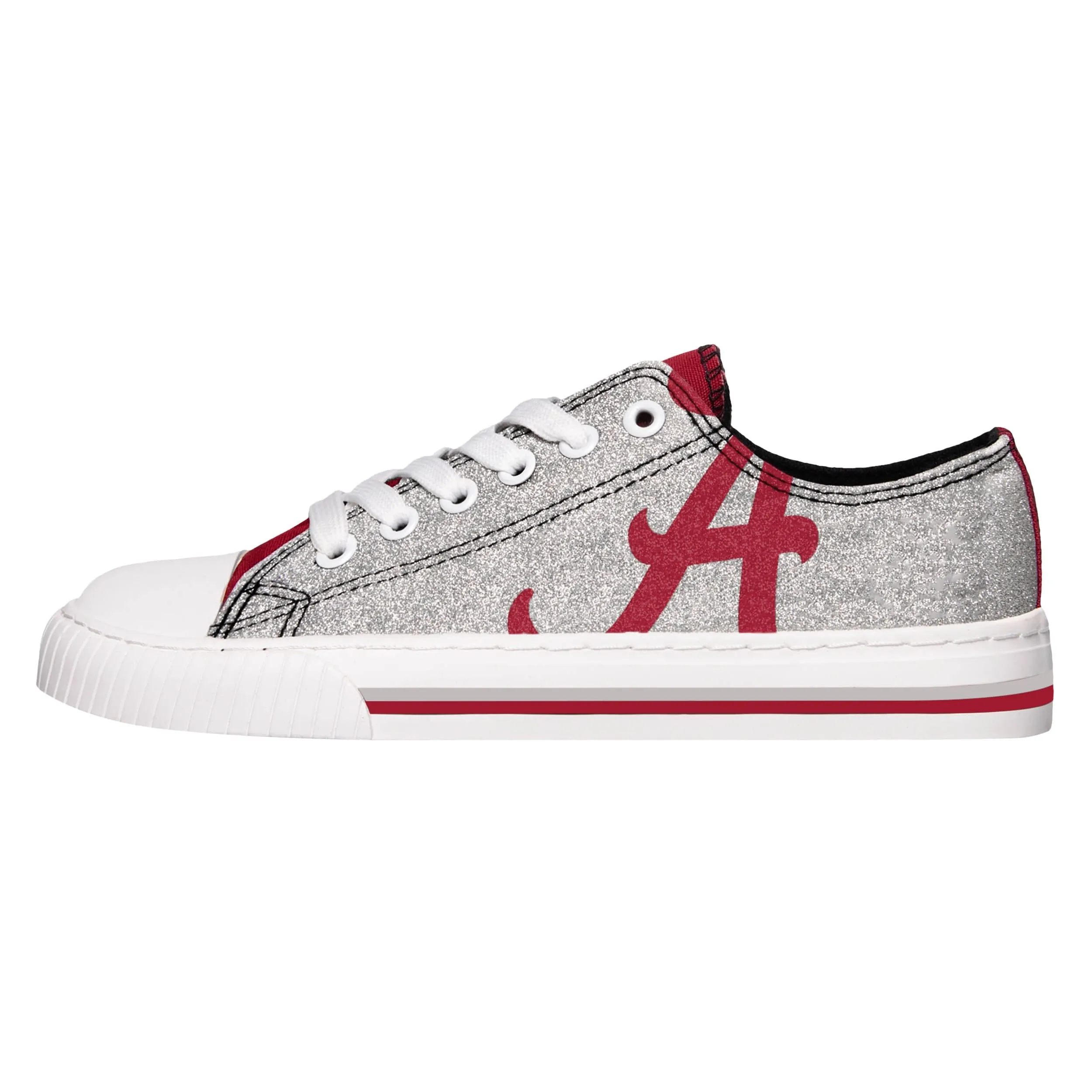 Alabama Crimson Tide NCAA Womens Glitter Low Top Canvas Shoes