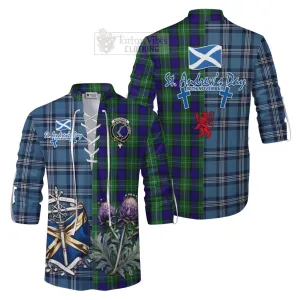 Alexander Tartan Ghillie Kilt Shirt Happy St. Andrew's Day Half Tartan Style