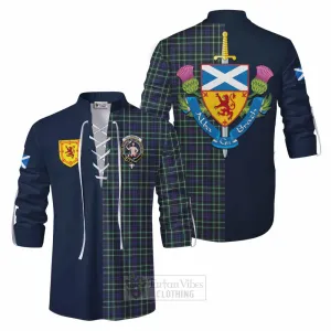 Allardice Tartan Ghillie Kilt Shirt Alba with Scottish Lion Royal Arm Half Style