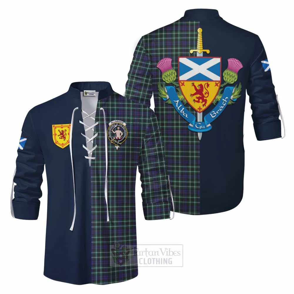 Allardice Tartan Ghillie Kilt Shirt Alba with Scottish Lion Royal Arm Half Style