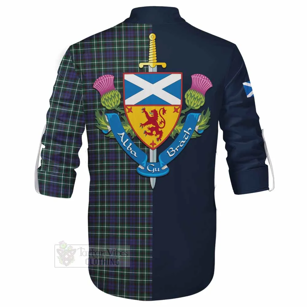 Allardice Tartan Ghillie Kilt Shirt Alba with Scottish Lion Royal Arm Half Style