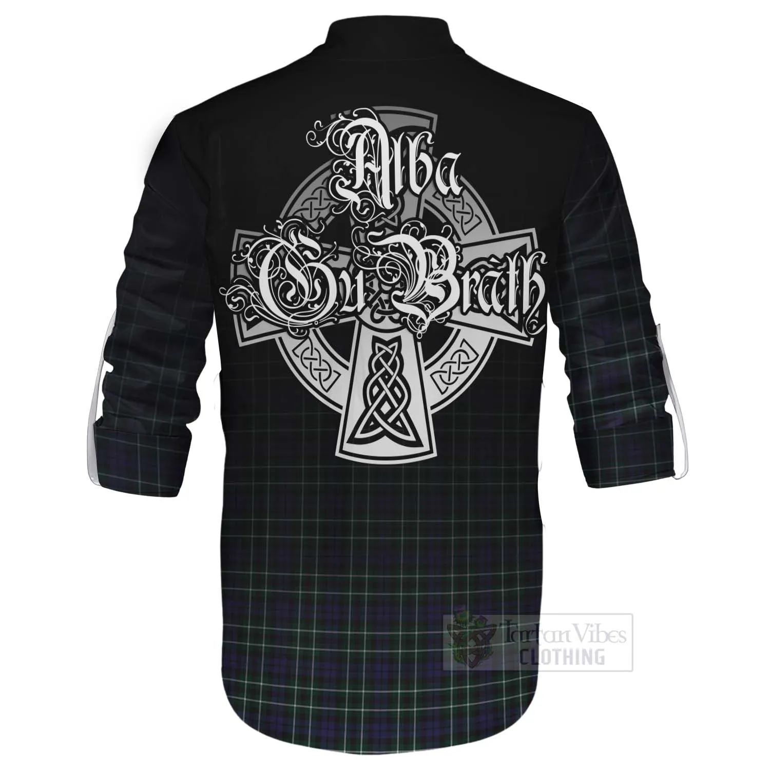 Allardice Tartan Ghillie Kilt Shirt Featuring Alba Gu Brath Family Crest Celtic Inspired