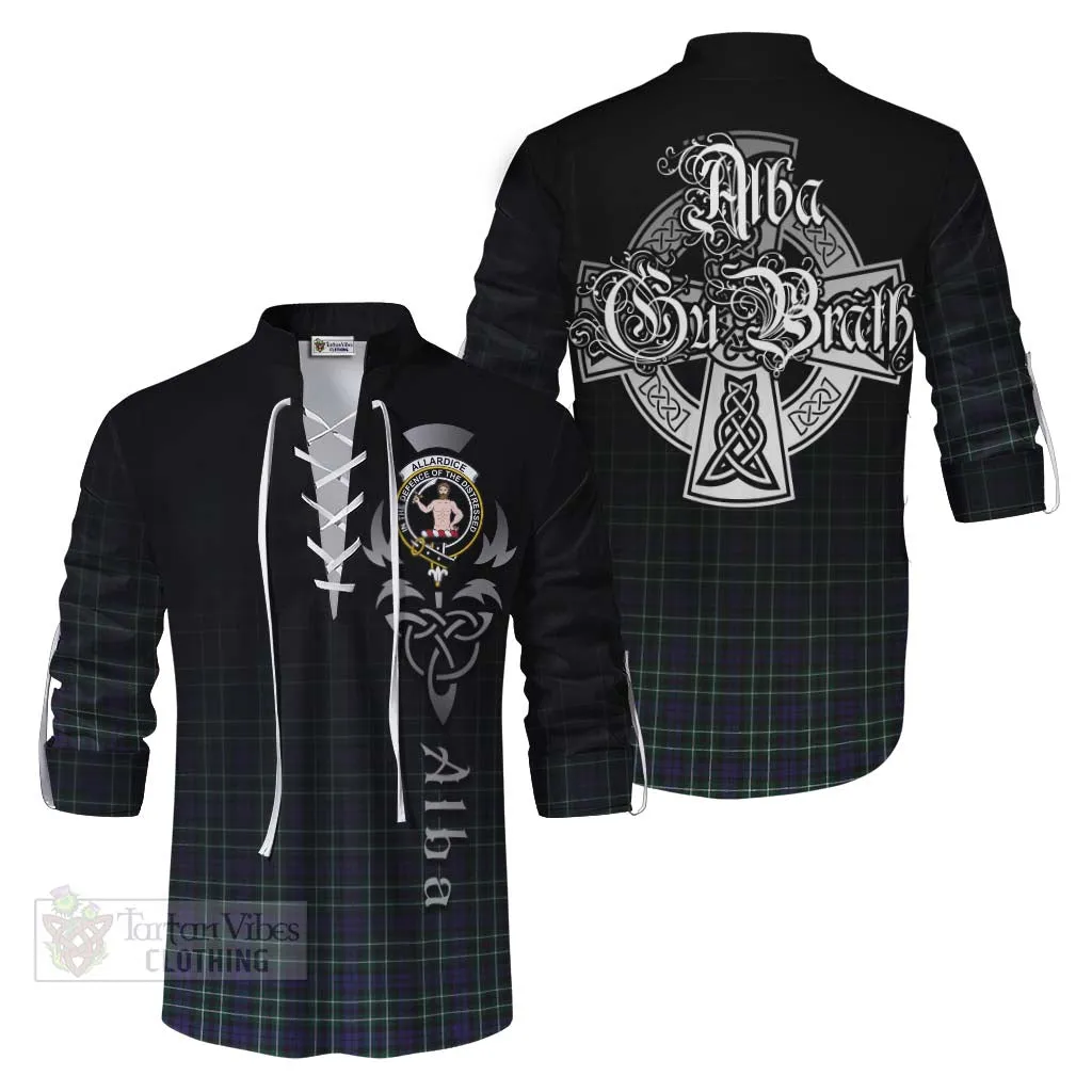 Allardice Tartan Ghillie Kilt Shirt Featuring Alba Gu Brath Family Crest Celtic Inspired