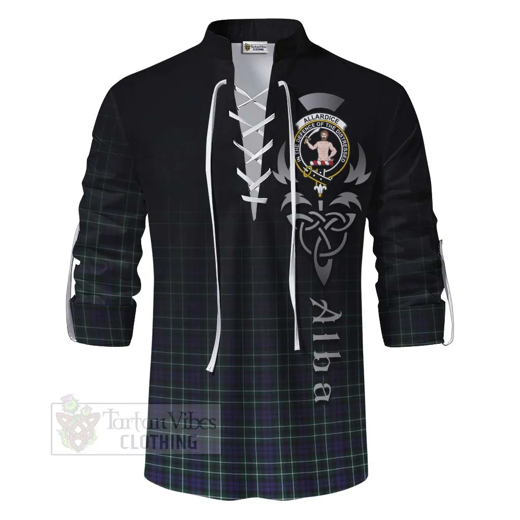 Allardice Tartan Ghillie Kilt Shirt Featuring Alba Gu Brath Family Crest Celtic Inspired