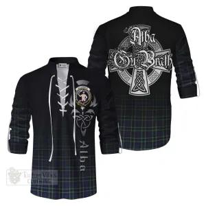 Allardice Tartan Ghillie Kilt Shirt Featuring Alba Gu Brath Family Crest Celtic Inspired