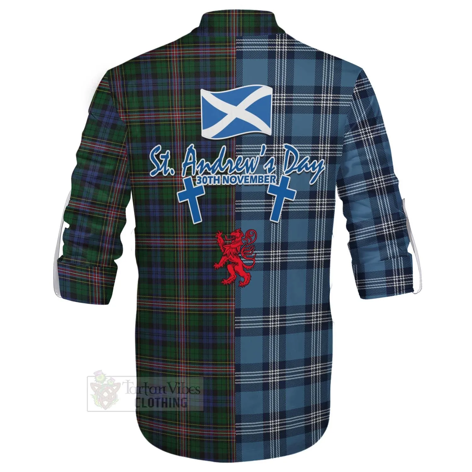 Allison Tartan Ghillie Kilt Shirt Happy St. Andrew's Day Half Tartan Style