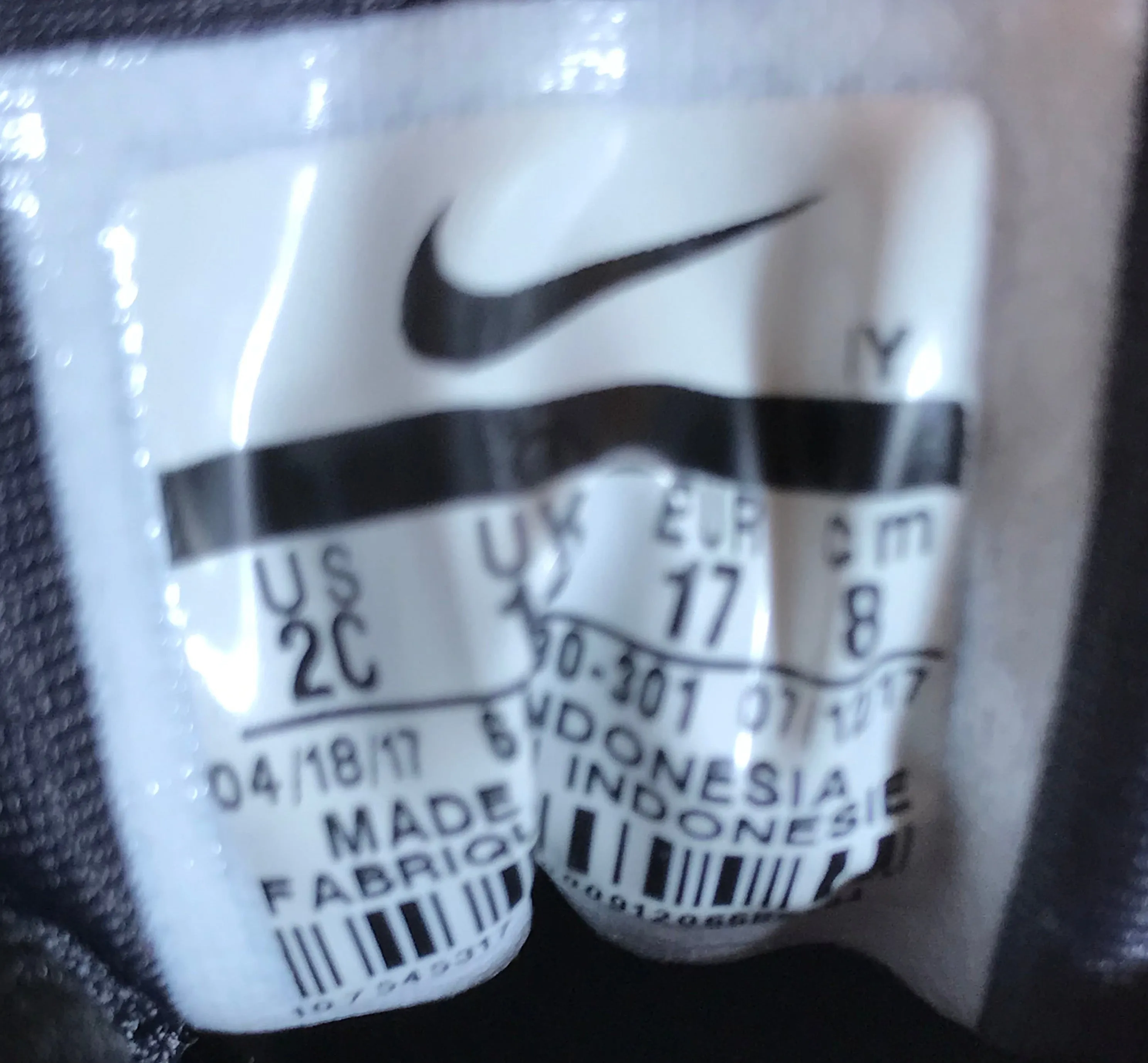 AMPUTEE NIKE LIL POSITE ONE Infant Baby Size 2C Leather Crib Legend Shoe Sneaker Right Only Black Green 644790-301