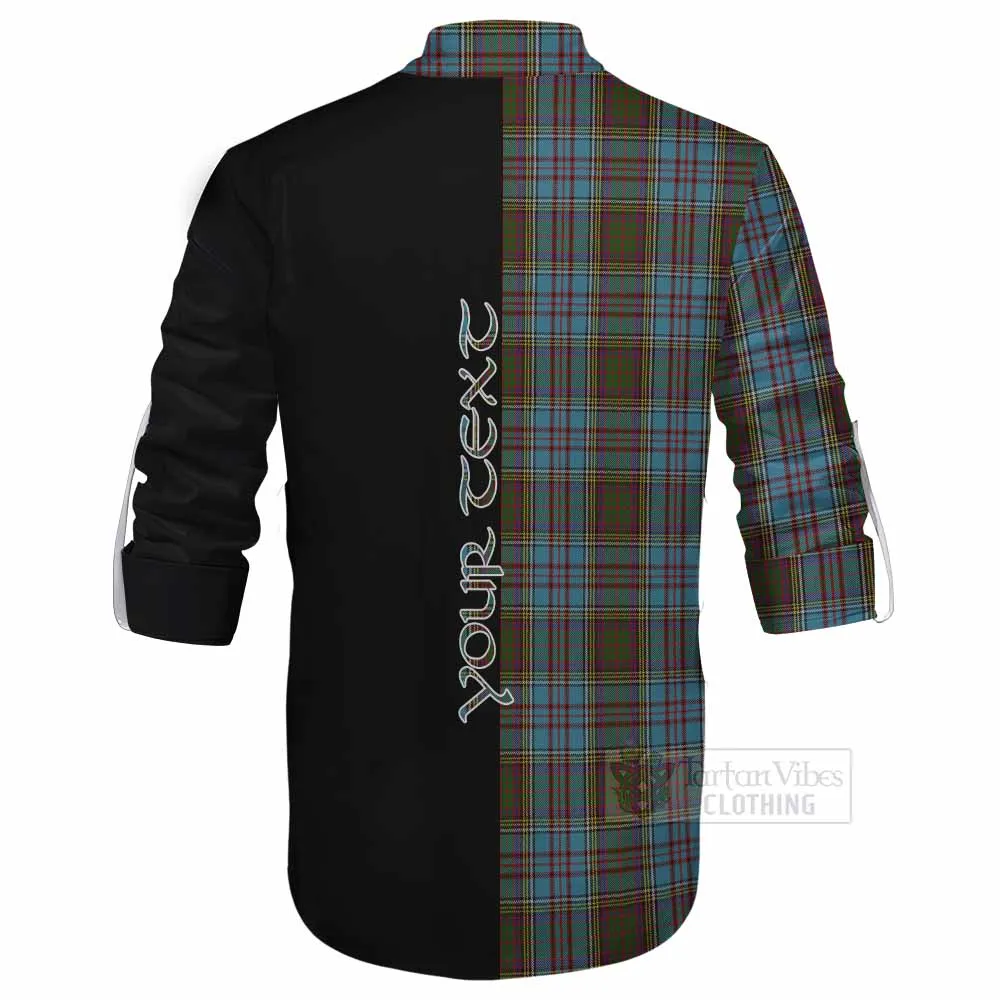 Anderson Tartan Ghillie Kilt Shirt with Family Crest and Half Of Me Style