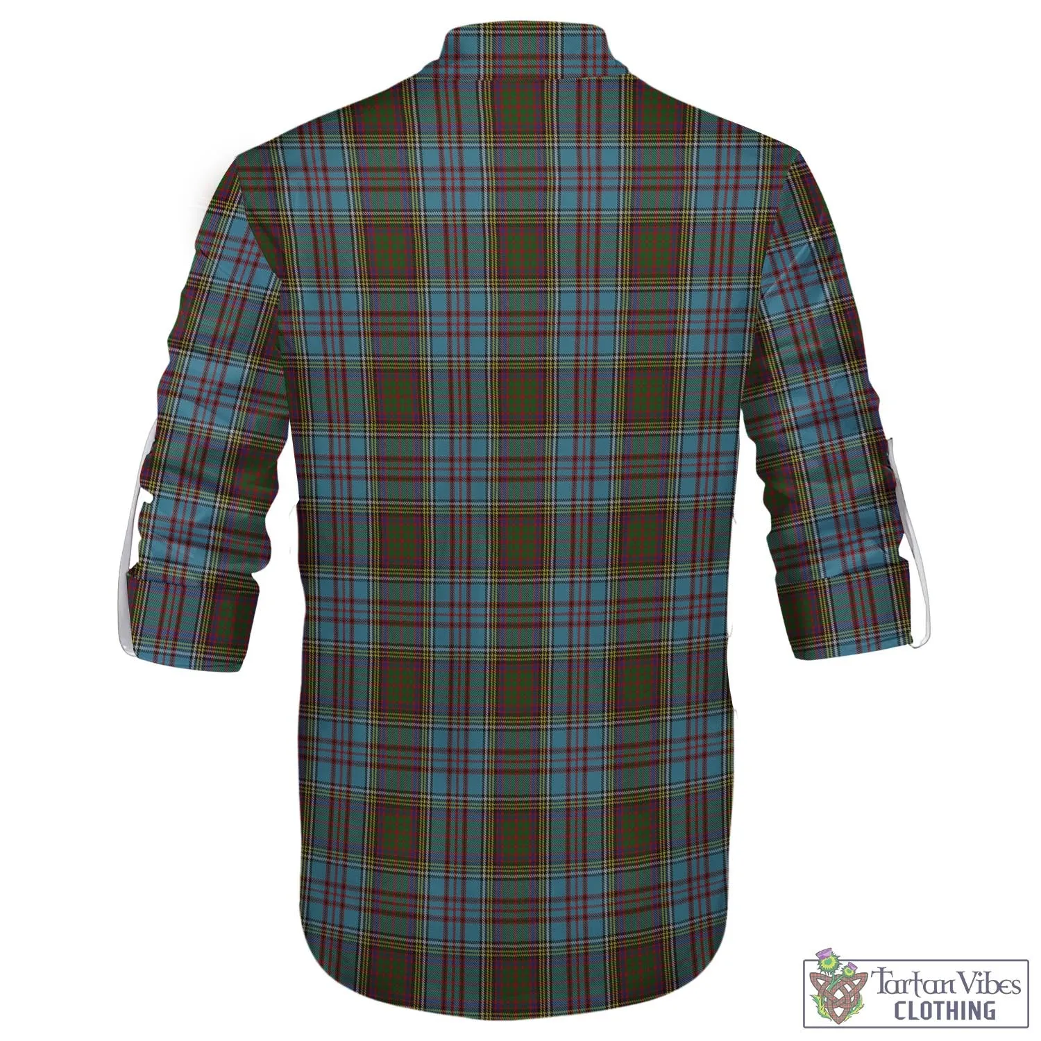 Anderson Tartan Men's Scottish Traditional Jacobite Ghillie Kilt Shirt with Family Crest