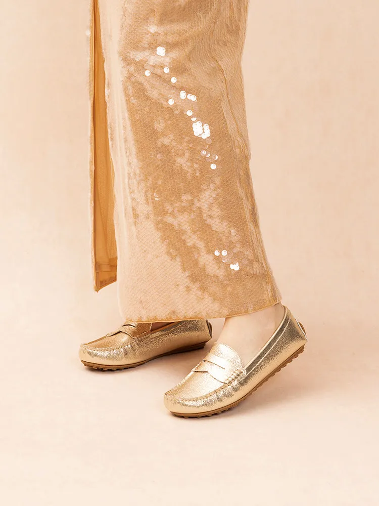 Ariana Metallic Penny Moccasins