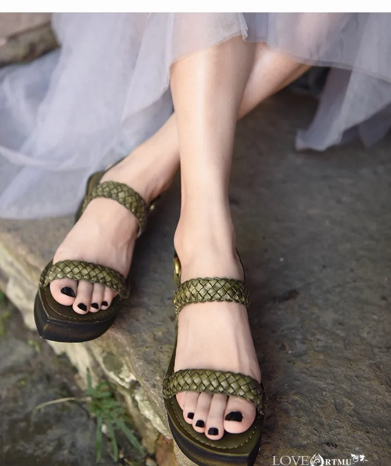 ARTMU MID HEELED WEDGE SANDALS