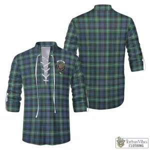 Baillie Ancient Tartan Men's Scottish Traditional Jacobite Ghillie Kilt Shirt with Family Crest