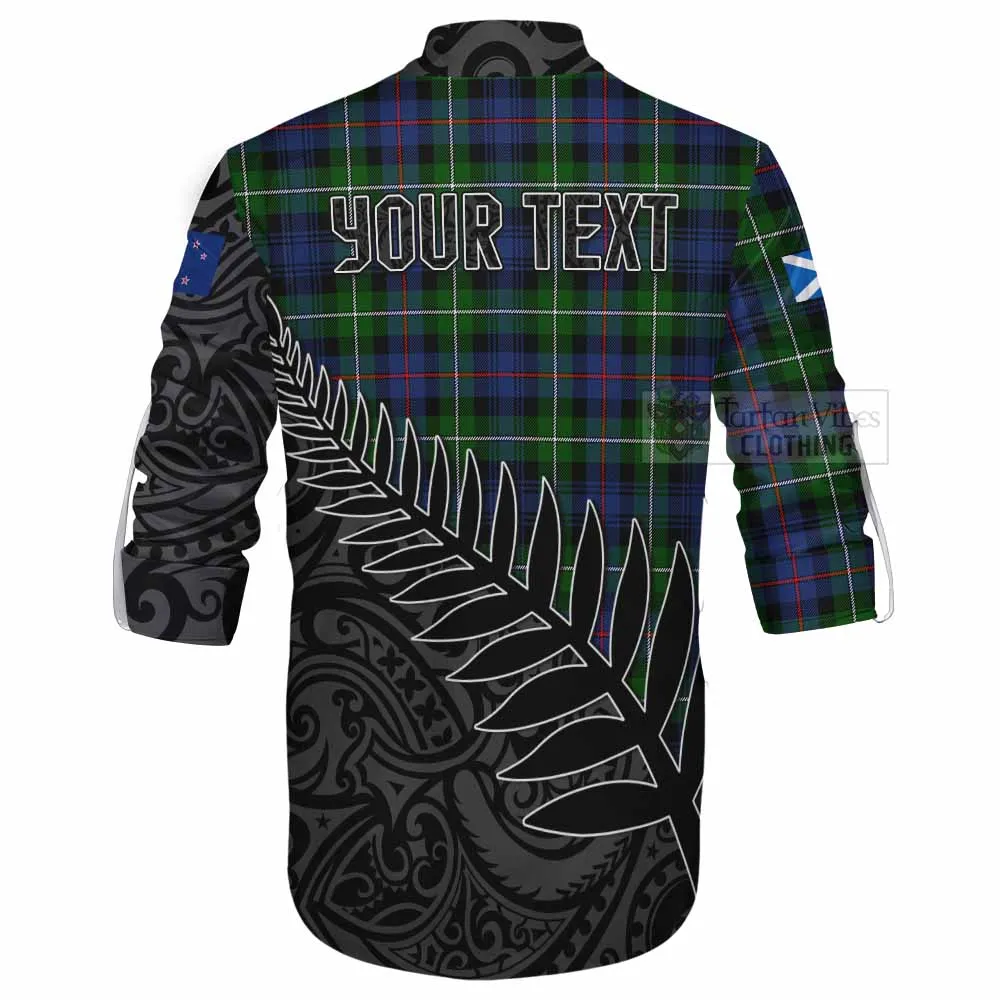 Baillie (Bailey) Crest Tartan Ghillie Kilt Shirt with New Zealand Silver Fern Half Style