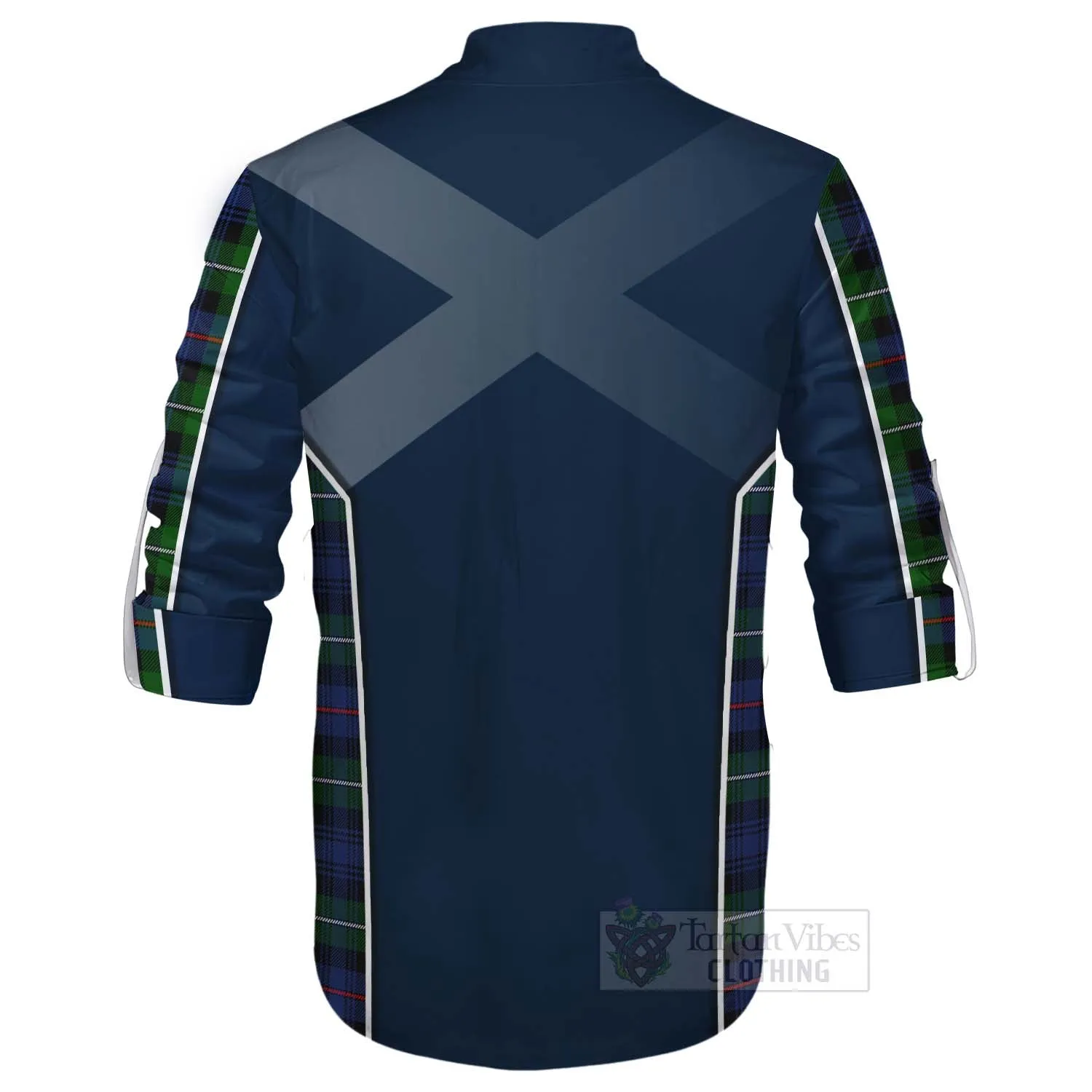 Baillie (Bailey) Tartan Ghillie Kilt Shirt with Family Crest and Scottish Thistle Vibes Sport Style