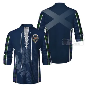 Baillie (Bailey) Tartan Ghillie Kilt Shirt with Family Crest and Scottish Thistle Vibes Sport Style