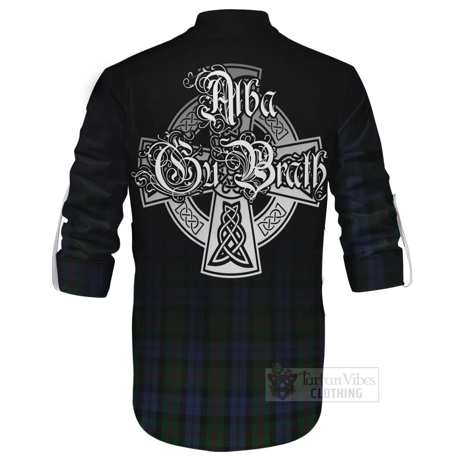 Baird Tartan Ghillie Kilt Shirt Featuring Alba Gu Brath Family Crest Celtic Inspired