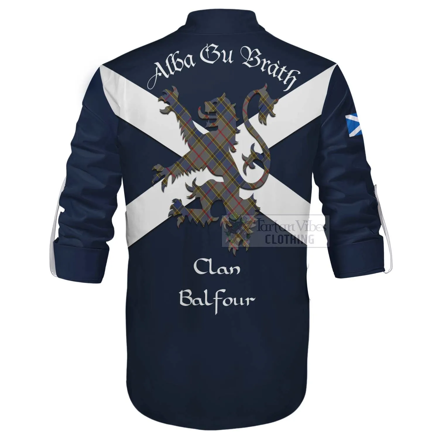 Balfour Tartan Lion Rampant Ghillie Kilt Shirt Proudly Display Your Heritage with Alba Gu Brath and Clan Name