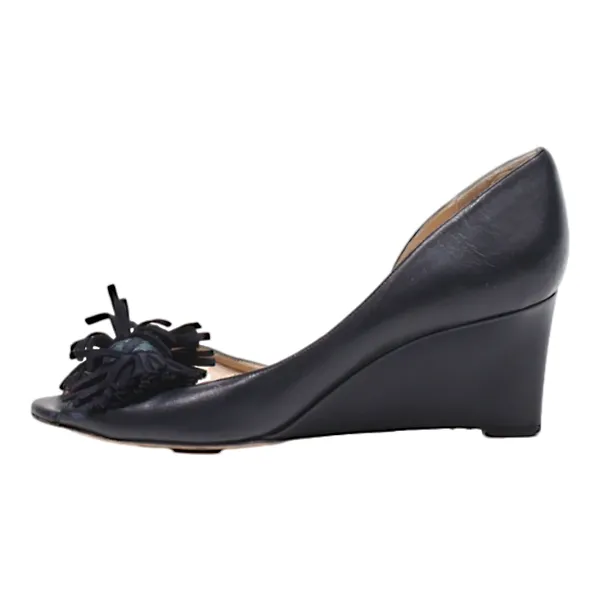 BALLY Peep Toe Heels Black Leather Womens UK 5