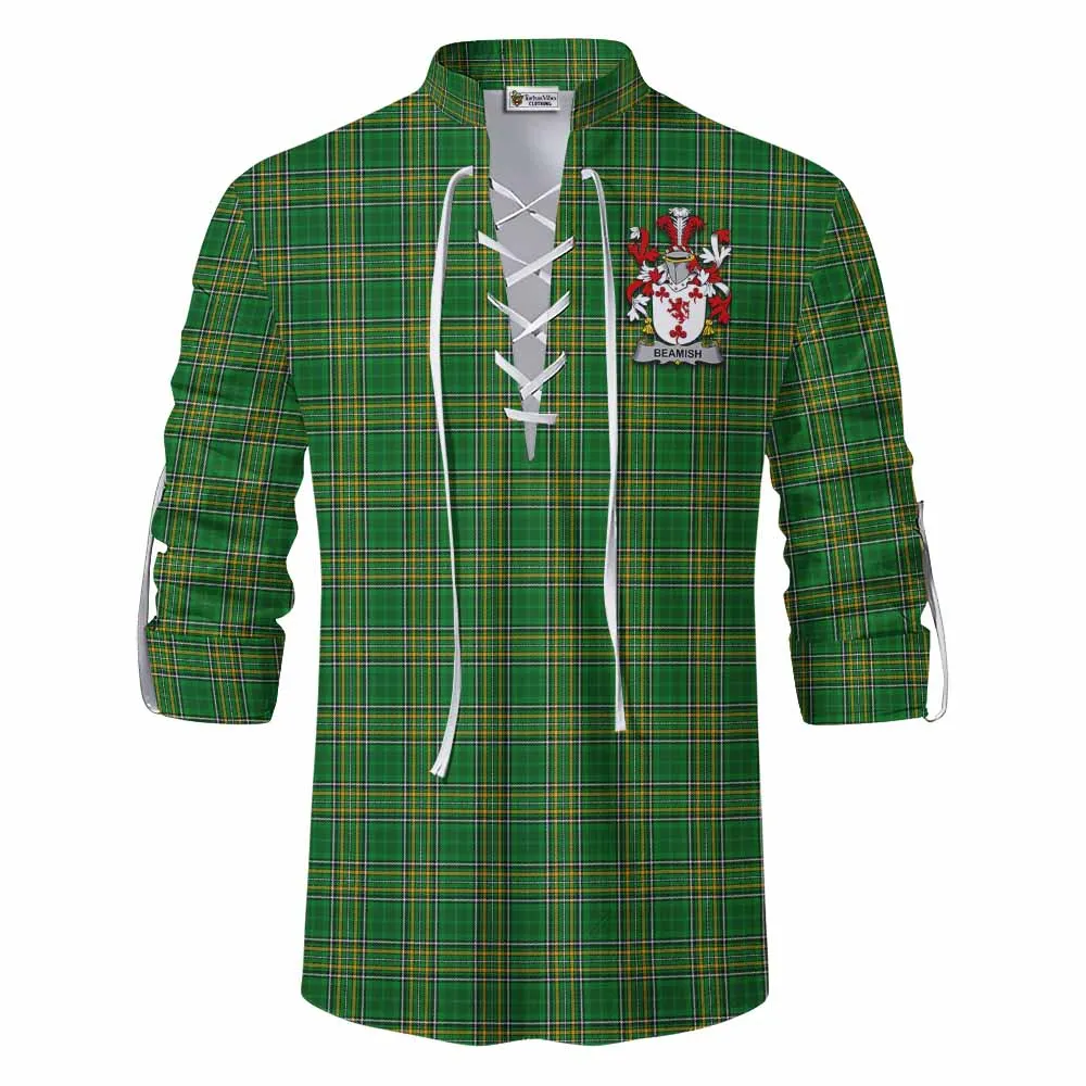 Beamish Irish Clan Tartan Ghillie Kilt Shirt with Coat of Arms