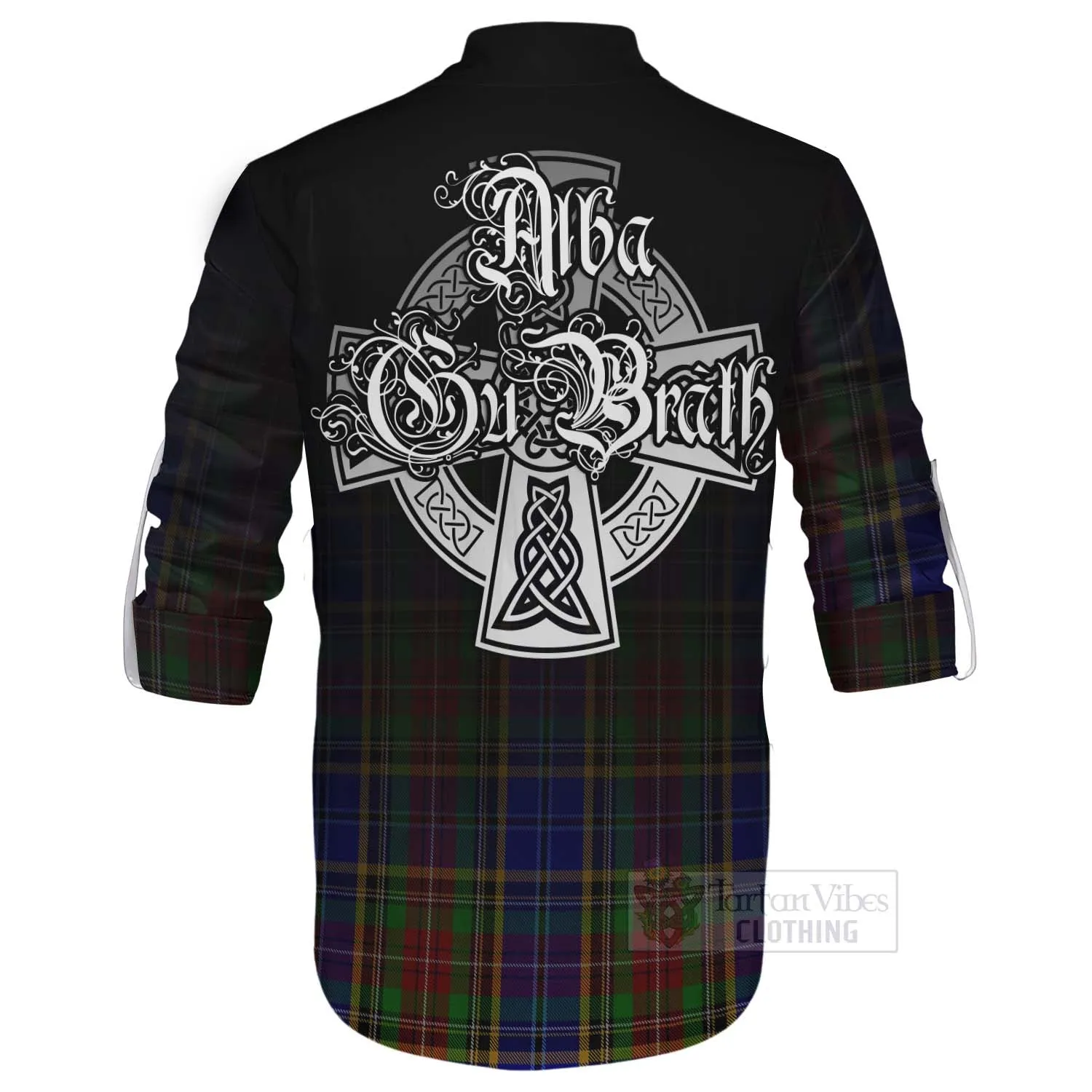 Beattie (Beatty) Tartan Ghillie Kilt Shirt Featuring Alba Gu Brath Family Crest Celtic Inspired