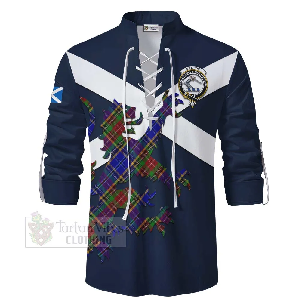 Beattie (Beatty) Tartan Lion Rampant Ghillie Kilt Shirt Proudly Display Your Heritage with Alba Gu Brath and Clan Name