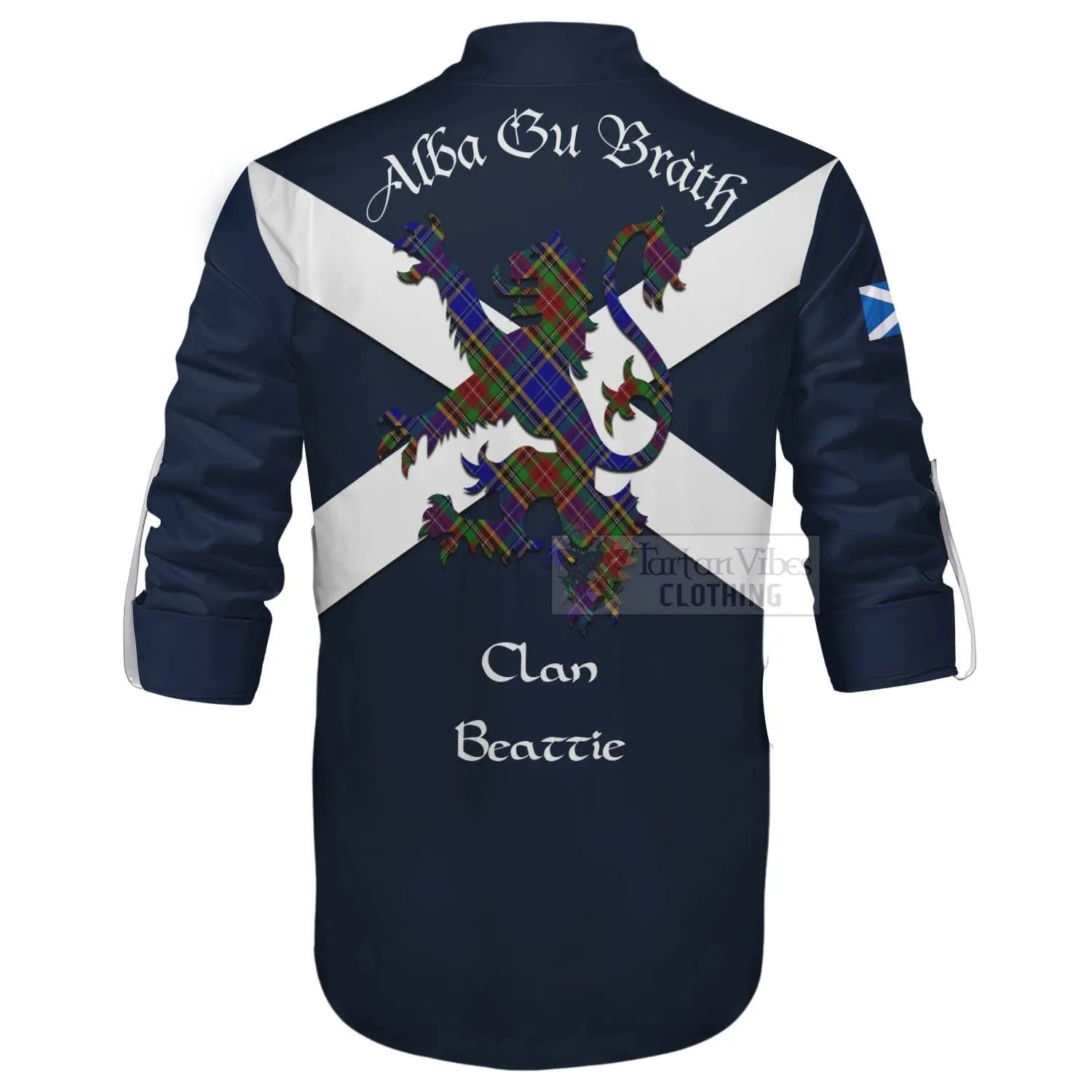 Beattie (Beatty) Tartan Lion Rampant Ghillie Kilt Shirt Proudly Display Your Heritage with Alba Gu Brath and Clan Name