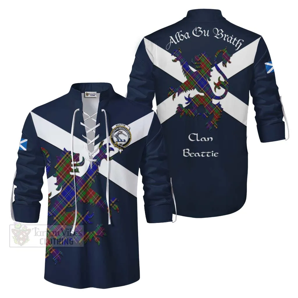 Beattie (Beatty) Tartan Lion Rampant Ghillie Kilt Shirt Proudly Display Your Heritage with Alba Gu Brath and Clan Name