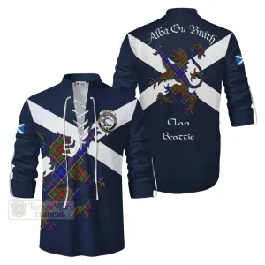 Beattie (Beatty) Tartan Lion Rampant Ghillie Kilt Shirt Proudly Display Your Heritage with Alba Gu Brath and Clan Name