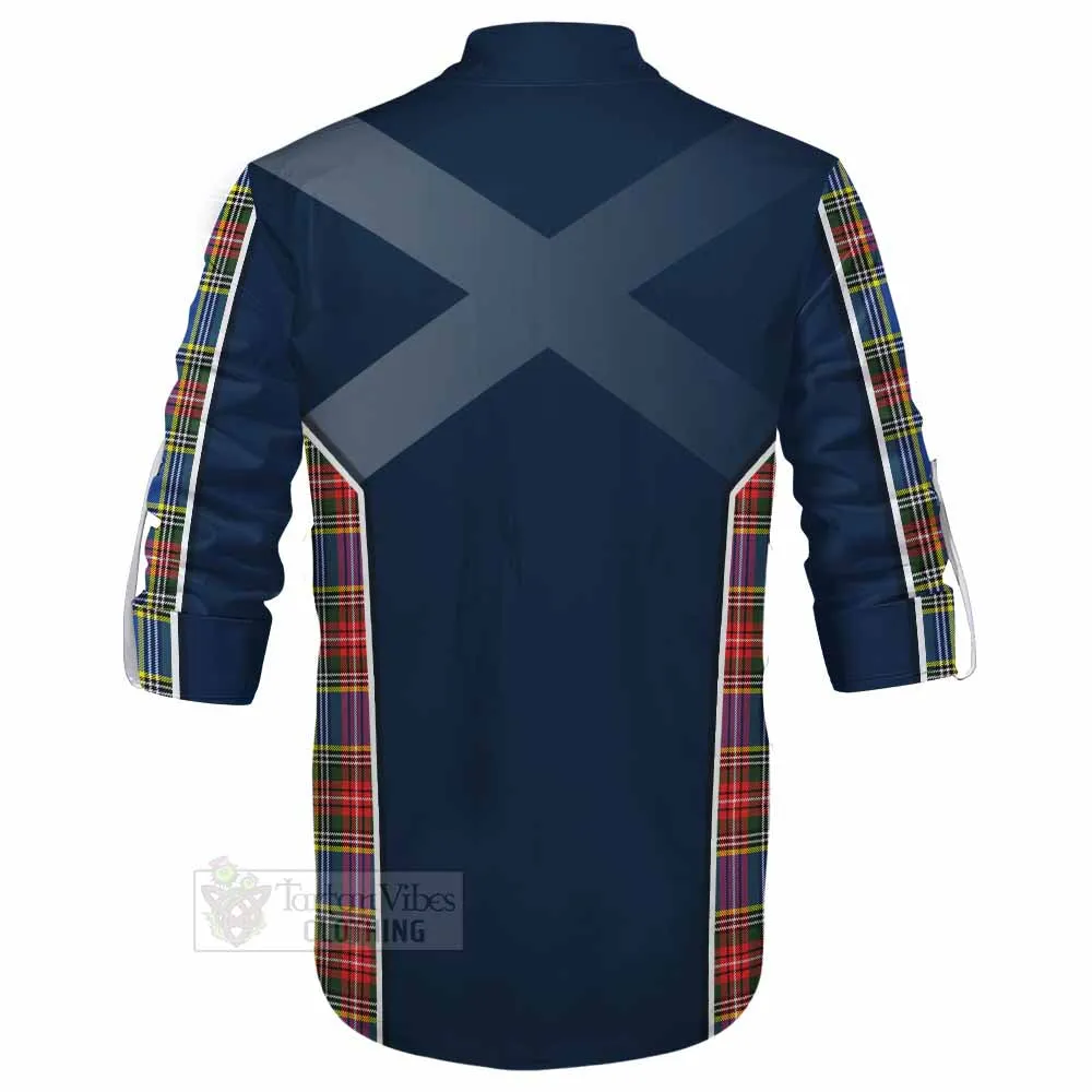 Bethune Tartan Ghillie Kilt Shirt with Family Crest and Lion Rampant Vibes Sport Style