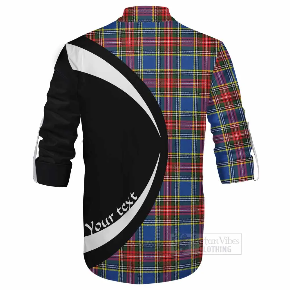 Bethune Tartan Ghillie Kilt Shirt with Family Crest Circle Style