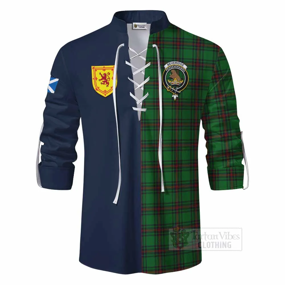 Beveridge Tartan Ghillie Kilt Shirt Alba with Scottish Lion Royal Arm Half Style