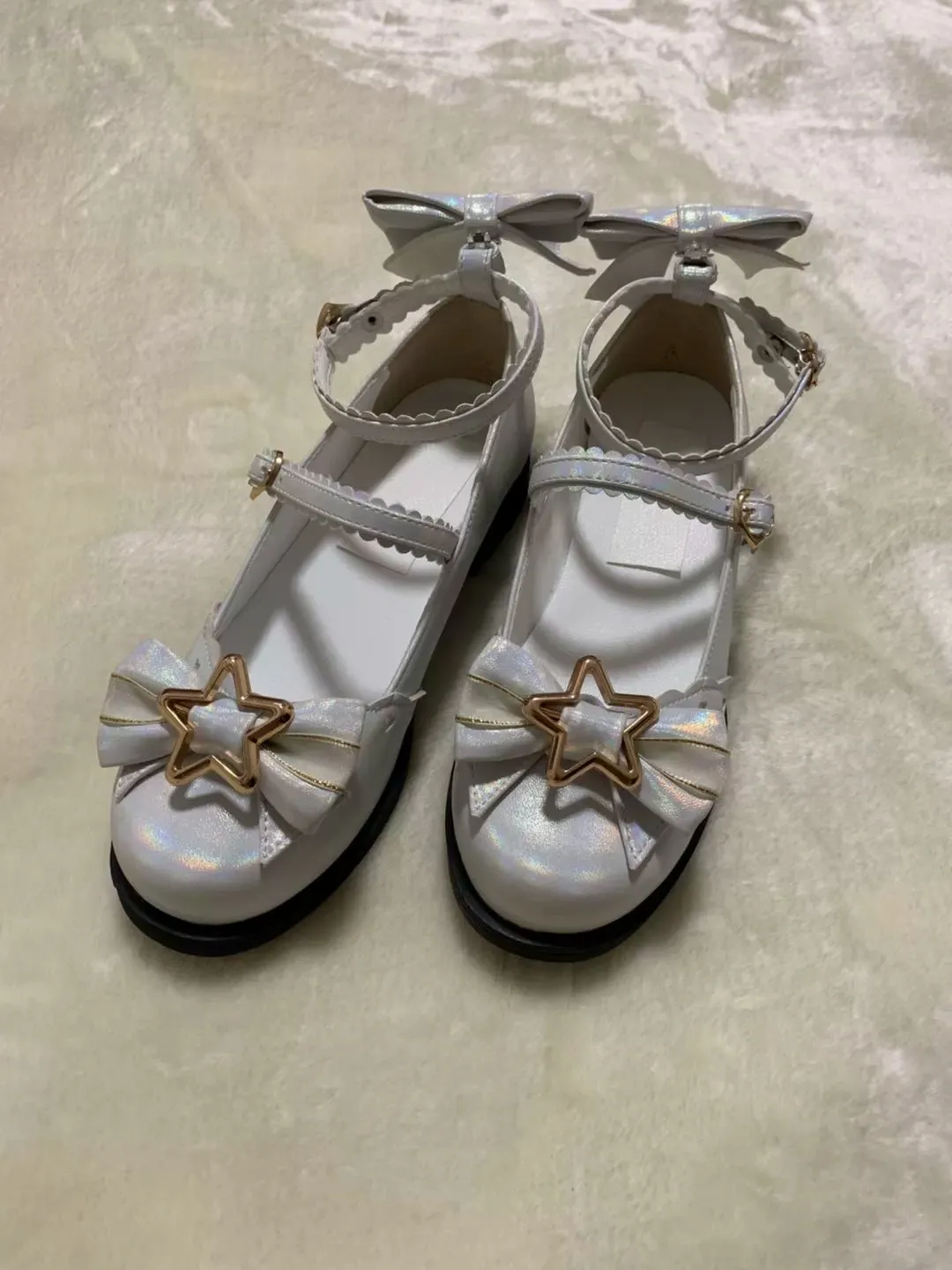 (BFM)Bubble Cat~Dreamy Starry~Sweet Lolita Shoes Low Heel Bow Shoes