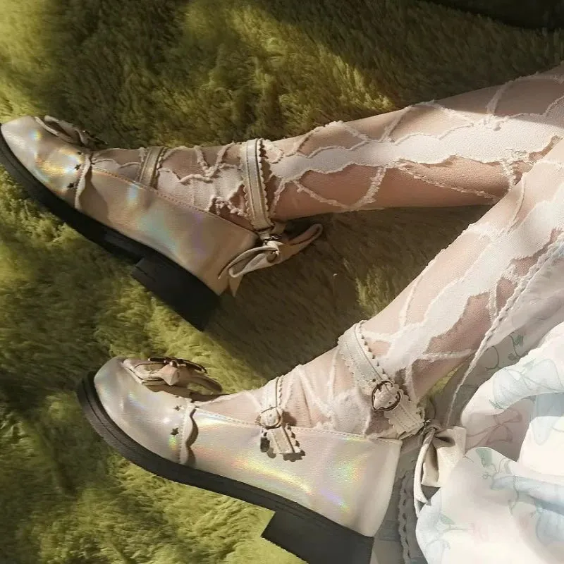 (BFM)Bubble Cat~Dreamy Starry~Sweet Lolita Shoes Low Heel Bow Shoes