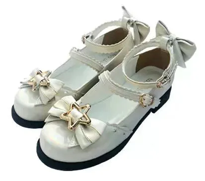 (BFM)Bubble Cat~Dreamy Starry~Sweet Lolita Shoes Low Heel Bow Shoes