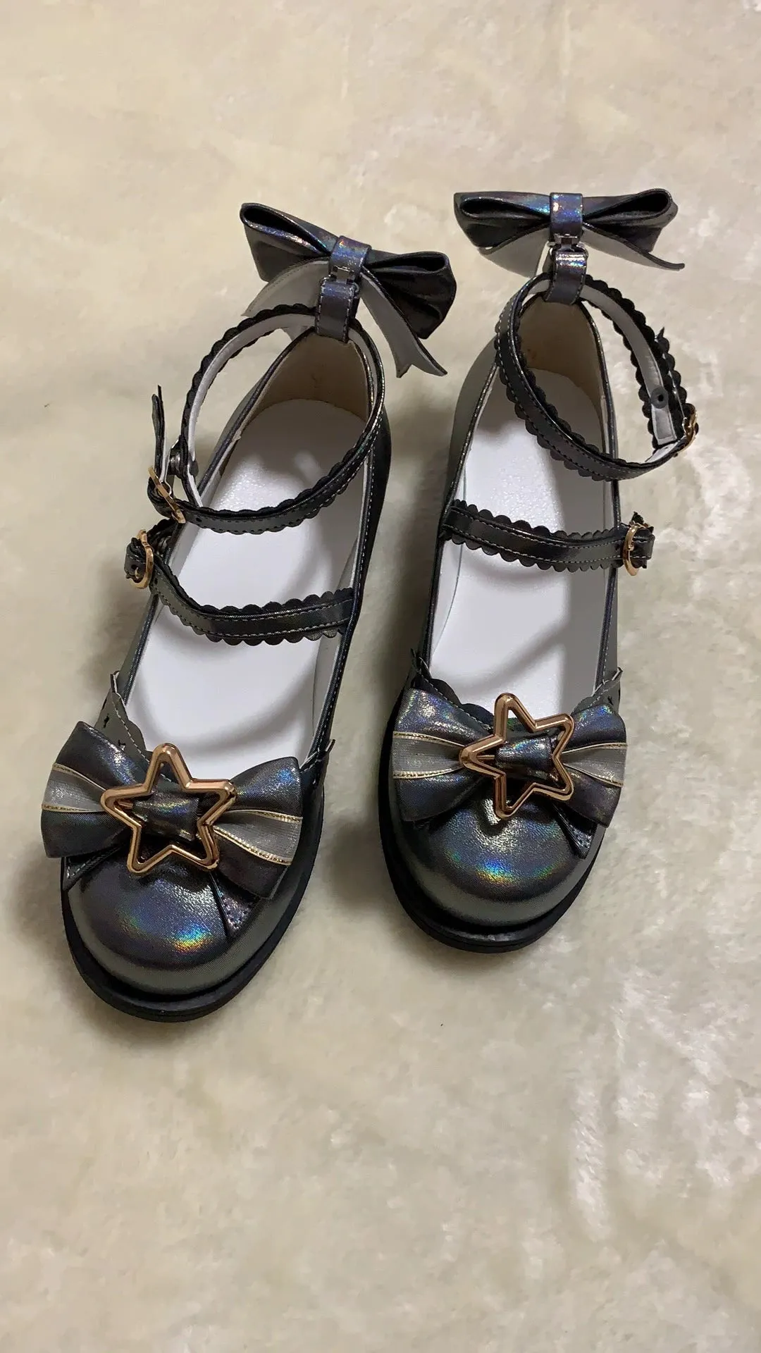 (BFM)Bubble Cat~Dreamy Starry~Sweet Lolita Shoes Low Heel Bow Shoes