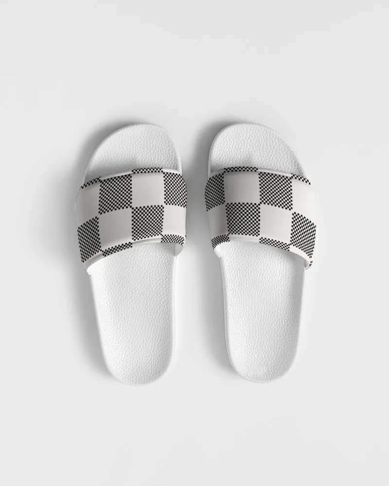Black & Cream Check Men's Slide Sandals