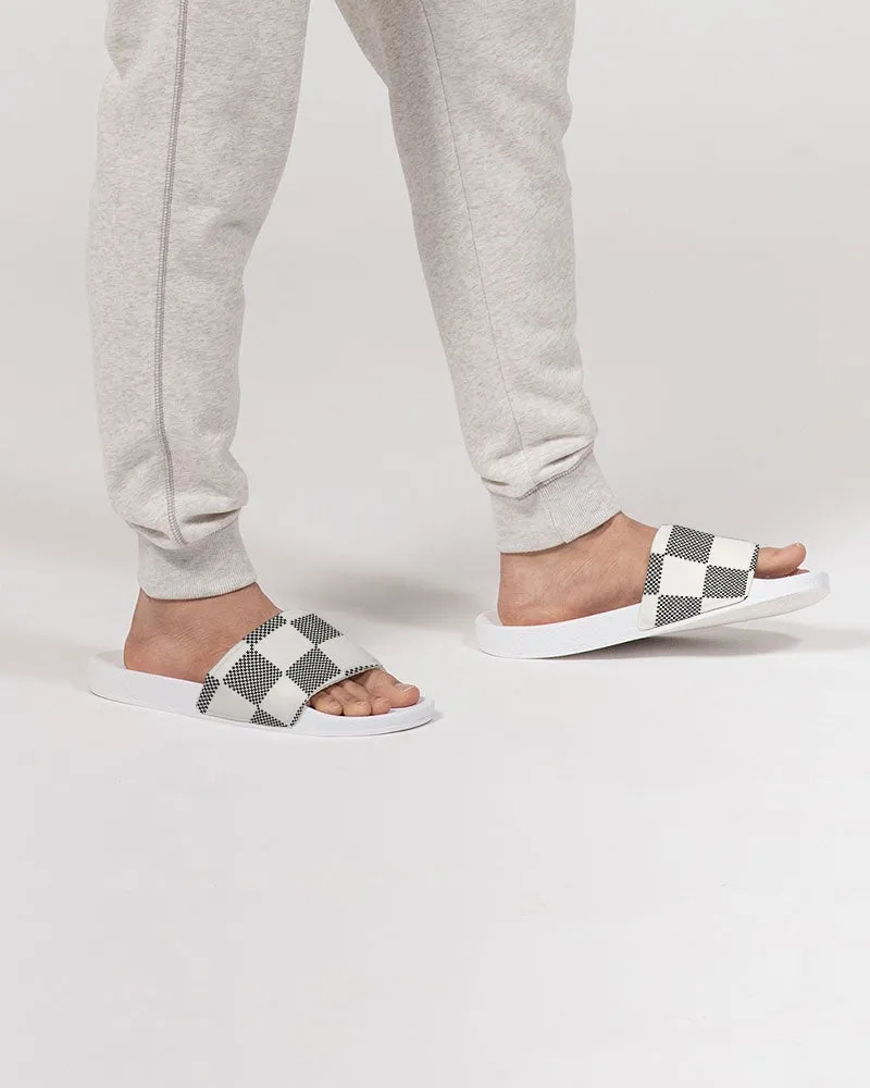 Black & Cream Check Men's Slide Sandals