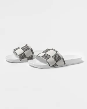 Black & Cream Check Men's Slide Sandals